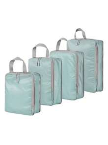 4 أكياس تخزين ضاغطة، مجموعة أكياس سفر مضغوطة مزودة بسحاب، منظمات أمتعة قابلة للتوسيع، مستلزمات سفر موفرة للمساحة، إكسسوارات للعطلات، مستلزمات غرفة السكن في الجامعة