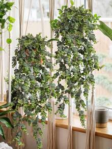 1/2PCS人造圣诞桉树藤蔓，聚乙烯材质，黑色和绿色，适用于学校宿舍、办公室装饰、返校季装饰、户外婚礼派对、节日生日派对、毕业季装饰、家庭入口、酒店餐厅、客厅、卧室、婚宴、厨房和花园装饰。 - 綠色 - 查看 10