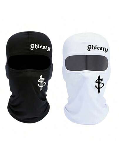 Musion Letters Dollar Sign Printing Balaclava Hat Unisex Breathable Quick Drying Elastic Fabric Suitable For Daily Outdoor Cycling Sports Windproof Dustproof Shade Full Face Covering Mask Pullover Hat