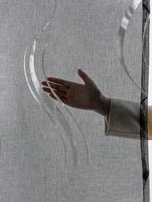 1pc Modern Metal Wave Pattern Single-Sided Black & Gold Sheer Curtain - Black - View 2