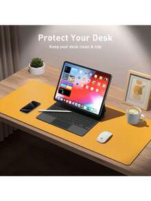 Extra Large Mouse Pad, Writing Pad, Office Desk Mat, Desktop Protector, Waterproof PU Leather + Non-Slip Velvet, Multiple Sizes Available In White, Black, Pink, Apricot, Blue, Purple, Yellow, Green, Coffee, Gray, Light Gray, Gaming Desk Mat, Desk Protector Pad, Multiple Colors, Office, Student, Study Desk, Long Desk Mat, Home Decor Pad, Scratch-Resistant, Anti-Glare Leather, Coffee Table Mat, Laptop Protective Pad, Waterproof, Reusable, Extra Long Extra Large, Easy To Clean, Office Supplies, Study Home Goods