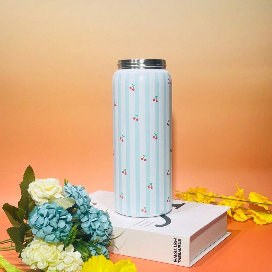 32oz 304 Stainless Steel Extra-Large Capacity Water Bottle | Keeps Water Hot Or Cold | Couples' Water Bottle | Perfect For Home, Office, School, And Other Occasions. - 藍白櫻桃 - 查看 1