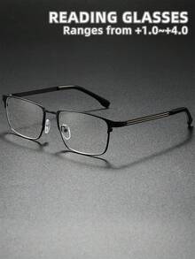Unisex Classic Business Office Minimalist Style Reading Glasses, New Square Brow-Line Half-Rim Stainless Steel Frame Ultra-Light Readers, High-Definition Lens, Long-Lasting Wear Without Dizziness, Suitable For Reading, Sewing, Business, Office, Daily Use, Sports, Anti-Slip, Computer, Comfortable Eye Protection, Convenient Carrying Design Fits All Face Shapes