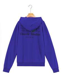Felpa con stampa di lettere in stile Y2K carina per donna - manica lunga con tasche, casual streetwear, nuovo arrivo autunno 2026 - Blu - Visualizzare 6