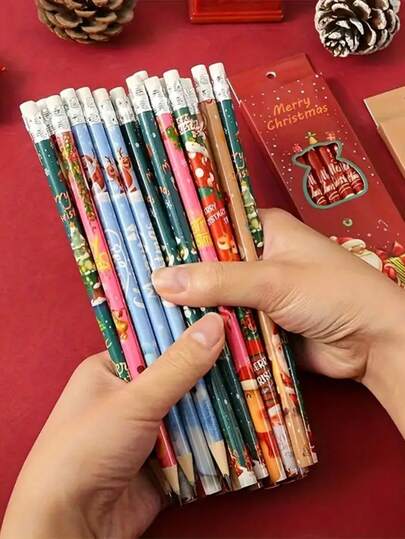 أقلام الرصاص المفضلة في عيد الميلاد - أقلام الرصاص الخشبية لعيد الميلاد مع أطراف ممحاة مزينة بتصاميم رجل الثلج وسانتا كلوز وشجرة عيد الميلاد، أقلام رصاص ميكانيكية لعيد الميلاد، 4 أنماط مختلفة، أقلام قرطاسية لعيد الميلاد، مثالية للمكتب والمدرسة والفصول الدراسية والجوائز والهدايا في عيد الميلاد