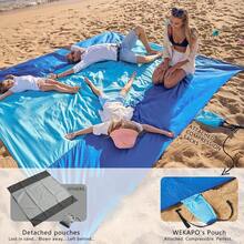Beach Blanket, Beach Blanket Waterproof Sandproof, Extra Large Beach Mat, Oversized & Compact Sand Free Mat Quick Drying, Lightweight & Durable,Outdoor Blanket For 6 To 8 Adults, Beach Vacation Essentials, Beach Essentials