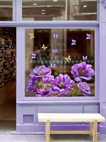1pc Multi-Colored Butterfly & Floral Glass Cling Film, Double-Sided Decorative Window Sticker, Removable, Stickers, Wall Decal, Vinyl Decal For Home Decorations, Spring Decoration Items Refresh Your Home, Rama Decoration Stickers Gifts Birthday Graduation - Multicolor - View 18