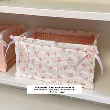 1 Cute Baby Blue 3D Bow Lace Storage Basket, Baby Diaper Storage, Desktop Sundries Storage Basket, Lipstick Makeup Brush Skin Care Storage Basket, Desktop Ornaments, Cosmetics Storage Box, Portable Picnic Basket, Valentine's Day Gift, Bathroom Storage, Skin Care Storage, Suitable For Home, Travel - Nhiều màu - Xem 4