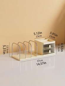 1pc Desktop Book Stand Storage Box With Large Capacity – Multifunctional File Organizer For Office, Study, And Home; Versatile Book Holder, Paper Tray And Document Sorter For Desk, Bookshelf, Drawer, And Inbox; Sturdy, Space-Saving, Non-Slip Construction; Easy Access, Neat Organization, Color-Neutral Design For Students And Professionals; Compact Footprint, Daily Use, Flexible Angles And Easy Labeling-Ready Surfaces For Quick Item Retrieval - Multicolor - View 9
