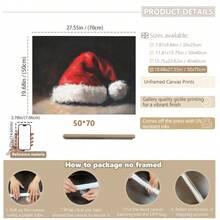 1pc, Canvas Wall Art, Christmas Frame Wall Decoration, Vintage Classic Santa Hat Art, Rustic Christmas Decor, Winter Retro Poster, Santa Claus Oil Painting, Winter Decor Poster, Minimalist Wall Decor, Modern Art, Contemporary Home Decor