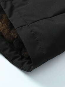 Mid-Length Men's Thermal Lined Casual Hooded Jacket With Detachable Hood, Warm Outerwear - Black - View 5