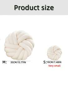 1 件手工针织抱枕，3 股圆形靠垫，柔软泰迪毛绒材质，客厅沙发、卧室床边装饰抱枕，两种尺寸可选，小号尺寸非常小，请仔细检查尺寸 - 白色 - 查看 2