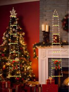 1pc Christmas Ladder Light, A Climbing Ladder Decoration Pendant With A Santa Figurine, Powered By USB, 8 Lighting Modes, Suitable For Winter And Christmas Decorations, Christmas Tree Decoration Pendant, Suitable For Glass And Wall Decorations In Indoor Living Rooms, Bedrooms, Dining Rooms, Store Window Decorations, Outdoor Porch Decorations - Long Ladder - View 8