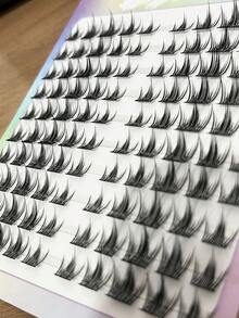 100 szt. sztucznych rzęs w kształcie pawia, naturalne, codzienne, realistyczne, kreskówkowe, naturalne, małe diabełki, slouchy person, trilogia, pojedyncze, segmentowane rzęsy, przyjazne dla początkujących