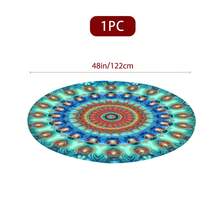 1/36 piezas Mantel redondo de 48 in/54 in con estampado digital de patrón retro y contraste bohemio, mantel elástico para protección, resistente a arañazos, adecuado para uso diario, interior/exterior, decoración del hogar, idea de regalo, camping, viaje