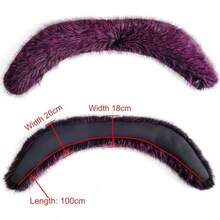 Fur Collar Cuffs Set Warm Fur Scarf Winter Women Fluffy Large Shawl Furry Scarves - Purplish Red - 查看 6