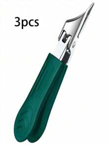 Modern Stainless Steel Toenail Clipper, 25° Angled Blades - Splash Resistant Design For Thick/Ingrown Nails, Ergonomic Non-Slip Handle, Black And Green (Holiday Green Handle) - Foot Care Tool