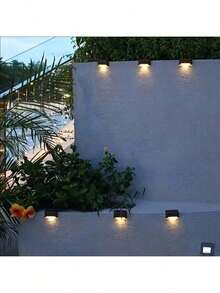 32 piezas Luces solares LED de jardín en negro/blanco/marrón, luces para escaleras para decoración exterior - Terraza, escalones, barandilla, pared, patio, jardín, escaleras, patio, valla y camino de entrada, control multicolor, adecuado para decoración del hogar y decoración de barandillas