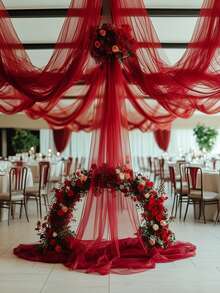 1 pièce de rideau de fenêtre d'arche de mariage en tissu transparent rouge vin - rideau en mousseline de soie convenant pour les cérémonies, les fiançailles, les réceptions de mariage, Noël, Halloween, la Saint-Valentin, le Nouvel An et la décoration d'arrière-plan - décoration élégante et romantique pour les fêtes champêtres, les douches de mariée, les décorations d'anniversaire. Créez des rideaux fluides et romantiques pour les arches et les festons de mariage, l'arrière-plan de la fête.