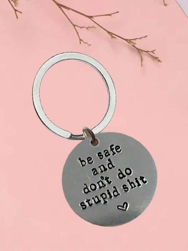 1 Pc Sainless Steel Keychain Be - Don't Do Stupid - Hand Stamped Keychain - Cute Couples Gift Gifts For Teens