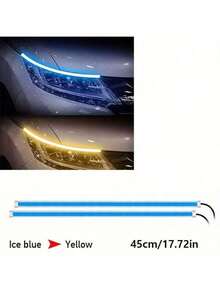 GLANBERT 2 件装 30/45/60 厘米柔性 LED 汽车前灯细长条顺序转向信号灯日间行车灯 - 冰藍+黃 - 查看 17