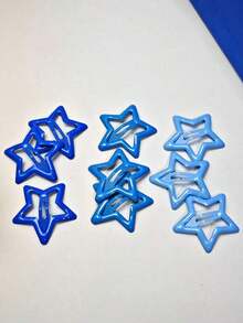 12pcs Y2K Blue Hair Accessories Set - Sweet Cute Small Broken Bangs Clips, BB Clips & Snowflake Claw Clips, All-Match For Daily/Outings/School - 藍色 - 查看 3