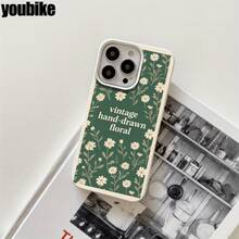 Fundas y carcasas protectoras de imitación con estampado floral inglés blanco y orificios grandes para phone 16 Pro Max, 16, 15 Pro, 14, 14 Plus/14 Pro Max, 13, 13 Pro, 12 Pro, 11/11 Pro. Regalos para cumpleaños y fiestas. - Negro - Ver 6