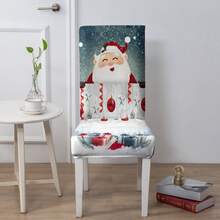 1/4/6/100pcs Christmas Print Stretch Dining Chair Covers, Cartoon Holiday Decor Dust-Proof Full Chair Slipcovers - Multicolor - View 7