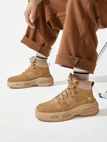 CAMEL CROWN بوت رياضية كاجوال للرجال، بوت عمل للخريف والشتاء مبطنة بفرو للدفء وزيادة الارتفاع، بوت قطنية مبطنة بفرو للدفء.