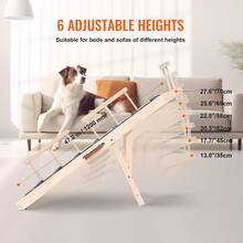 Dog Ramp, Folding Pet Ramp For Bed, Adjustable Dog Ramp For Small, Large, Old Dogs & Cats, Wooden Pet Ramp With 47.2" Long Ramp, Adjustable From 13.8" To 27.6", Suitable For Couch, Sofa, Car - 黑色 - 查看 5