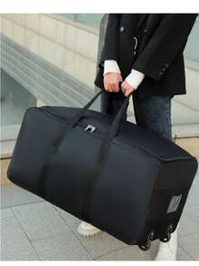 Large Capacity Luggage Bag, Waterproof Handheld Lightweight Wheeled Travel Bag, Clothes Storage Organizer