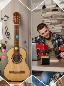 1 Stück Gitarren Plektrum Halter, tragbarer vintage Lautsprecher Gitarren Plektrum Halter, kann 5 Gitarren Plektren halten, bequem zum Tragen, elegante Plektrum Tasche Gitarren Plektrum Halter, Gitarren Lautsprecher Modell Plektrum Halter (ohne 5 zufällig farbige Plektren), tragbarer und beliebter Gitarren Plektrum Ständer, geeignet für Gitarristen als Geschenk