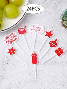 8pcs/16pcs/24pcs/32pcs Christmas Fruit Picks,Santa Claus Fruit Fork And Snowman Doll Design,Cute Fruit Forks For Snacks,Cake, Xmas Table Decoration,Christmas Snack Fruit Fork,Christmas Party Party Fruit Fork,Cute Christmas Fruit Pick