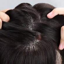 Women's Elegant Handmade Topper Hairpiece Full Real Human Hair Lightweight Seamless Hair Volume Enhancer Hidden Crown Extension For Thinning Hair Straight Style Universally Applicable Thin Human Hair Topper For Women Natural Look Straight Adds Volume & Covers Gray