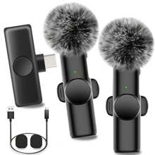 Wireless Lavalier Microphone For Phone IPad TypeC Lapel Mics Plug-Play 2.4G Ultra-Low Delay Built-In Noise Reduction Chip Working Time For Video Recording Interview Podcast Vlog - Black - View 11