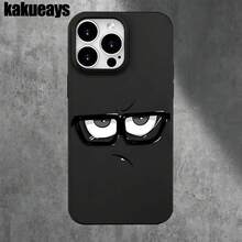 Fundas y carcasas protectoras con diseño de expresiones, con orificios grandes, compatibles con phone 16 Pro Max, 16, 15 Pro, 14, 14 Plus/14 Pro Max, 13, 13 Pro, 12 Pro, 11/11 Pro. Regalos para cumpleaños y festividades - Negro - Ver 3