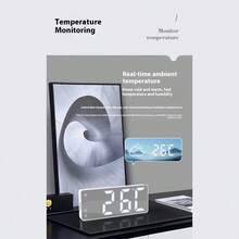 1 pieza Reloj despertador de espejo LED con pantalla digital, función de repetición, luz nocturna, reloj de escritorio electrónico USB para decoración del hogar, muebles, dormitorio, oficina, escritorio, regreso a clases, decoración de , decoración de dormitorio, decoración escolar, sorpresa escolar, útiles escolares