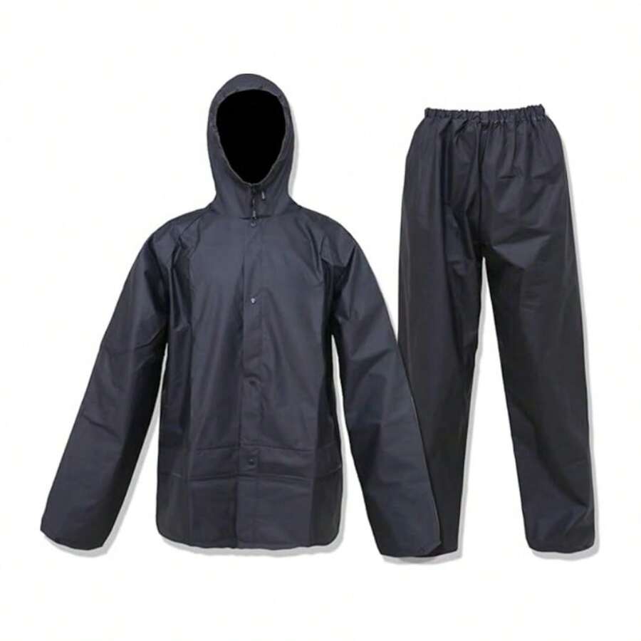 2-Piece Ultra-Light Waterproof Rain Suit For Men & Women -  Windproof Jacket & Pants Set | Breathable Workwear For Hiking, Fishing, Hunting, Construction | Lightweight Emergency Poncho Alternative (S-3XL, Packable Hood) - 黑色 - 查看 1