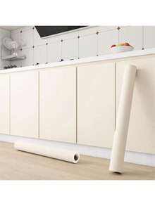 1 Cuộn Giấy Dán Tường Vinyl Mờ Tự Dính, Tấm Lót Kệ Đồ Nội Thất Tự Dính, Cải Tạo Và Đổi Màu, Kết Cấu Mờ Có Thể Tháo Rời, Giấy Dán Tường Dính, Trang Trí Tường Nghệ Thuật, Trang Trí Nhà Cửa, Trang Trí Tường, Trang Trí Nhà Cửa - Màu be - Xem 3