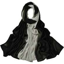 Modal Hijab Ombre Scarf Shawl Wrap Women Lightweight - Đỏ Khaki + Màu be - Xem 6