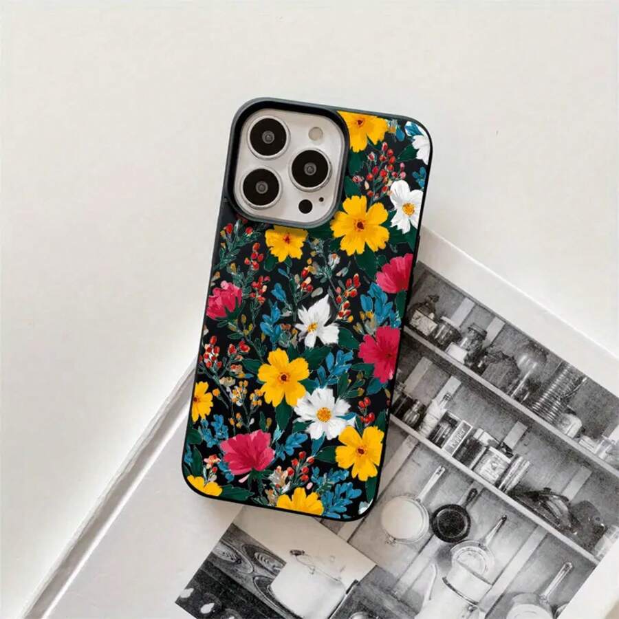 Exhibimos fundas y carcasas protectoras para teléfonos con diseños florales, orificios grandes y efecto imitación. Compatibles con phone 16 Pro, 16, 15 Pro, 14, 14 Plus, 14 Pro, 13, 13 Pro, 12 Pro y 11/11 Pro. Ideales para cumpleaños y celebraciones. - Negro - Ver 1