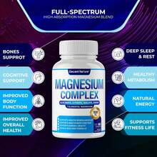 Magnesium Complex 7 Elemental Magnesium Supplement 1000mg – Magnesium Glycinate, Citrate, Malate, Taurate, Oxide, Aspartate, Orotate Non-GMO 90 Capsules - Unflavored - 查看 5