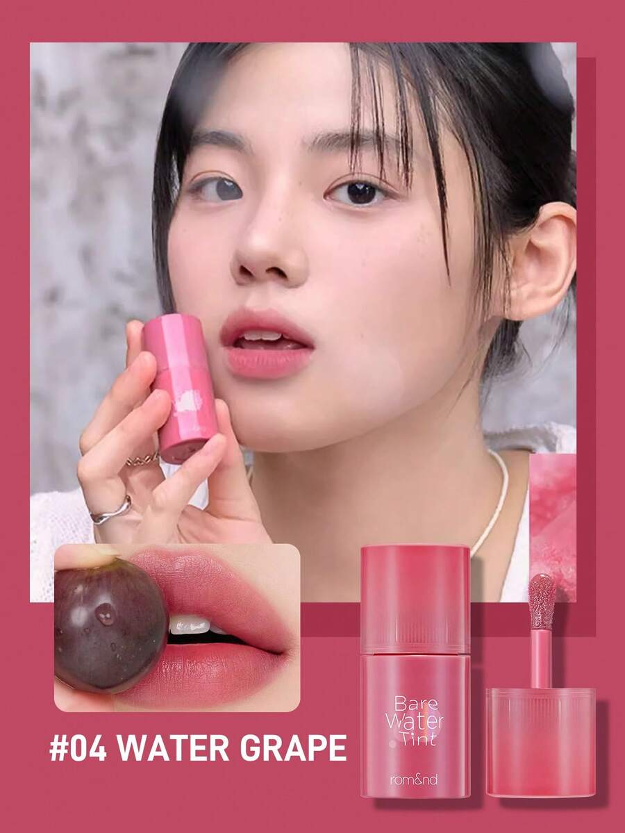 Rom&Nd Moisture-Like Lip Gloss Matte Lipstick Long-Wear Lip Color Moistening Blending Low-Saturation Lip Coloring Liquid Korean Makeup 4.5g/0.16oz - 04 WATER GRAPE - View 1