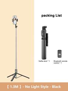 Nuevo palo de selfie inalámbrico Bluetooth de 1.7M/1.3M, equipado con luz de relleno LED de 3 colores, soporte portátil de acero inoxidable para teléfono móvil rotativo 360°, ligero y portátil, compatible con iPhone 16 15 14 13 12 11e/Max/Pro/Xs/Xr/X/Plus, Galaxy S25/S24/S23/S22Ultra, y smartphones Android como GoPro, adecuado para viajes/selfies para vacaciones de verano, viajes, actividades al aire libre, trípode para transmisión en vivo