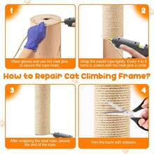 1/4 Inch(6mm)Natural Sisal Rope For Cat Scratcher, Cat Tree Rope Twine For Cat Scratching Post Replacement, Cat Tower With Scratch Post Repairing, Replace, Recovering And DIY