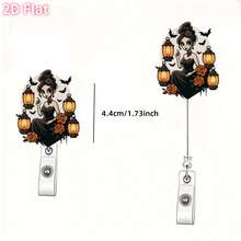 حامل بطاقة الهوية القابل للسحب ذو موضوع هالوين 2D غير ثلاثي الأبعاد - حامل بطاقة اسم أكريليك، مناسب للعمل في المستشفى، هدايا العطلات، تعريف مكان العمل، اكسسوارات الاحتفالات، تصميم سحب سلس، بناء متين، حصري للممرضات والأطباء والعاملين الطبيين