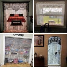 39*79in/100*200cm Macrame Lace Door String Curtain For Doorways, Room Divider Doorway Hippie Window Panel Room Divider Wall Closet Curtains For Bedroom Closet Door Drapes Decorations - 黑色 - 查看 3