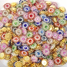 14MM Sunflower Hand Sewn Rhinestone 50Pcs/Pack Shiny Handmade Glass Sewing Crystal Sewing On Decorative Beads Flat Back Gold Base With Holes Gem DIY Accessories Needle And Thread Materials Sew On Stones Strass Beads Used For Decorating Clothes, Dress, Bags, Shoes, Brooches , Earrings, Handicrafts - Red - View 20