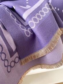 1 Stück Klee Jacquard gestrickter Schal, Faux Kaschmir weich warmer Schal für Frauen, eleganter vielseitiger Halstuch Schal für klimatisierte Räume, Herbst/Winter für Kleider