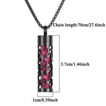 New Stainless Steel Jewelry Aromatherapy Diffuser Pendant Necklace, Hollow Flower Heart Open Locket Fragrance Essential Oil Diffuser Necklace, Couples & Men Punk Necklace Accessory Gift - Black - View 4